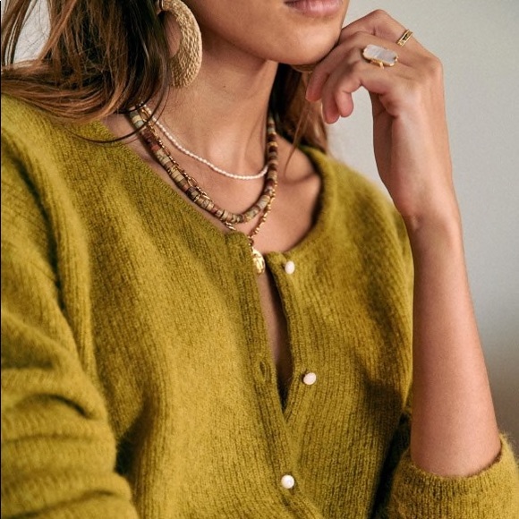 Sezane Sweaters - NWT Sézane Gaspard Cardigan Sweater Anis Anise Green